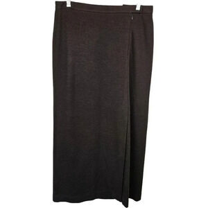 Ann Taylor Brown Midi Straight Skirt Front Slit‎ Acrylic Wool Blend Size 8